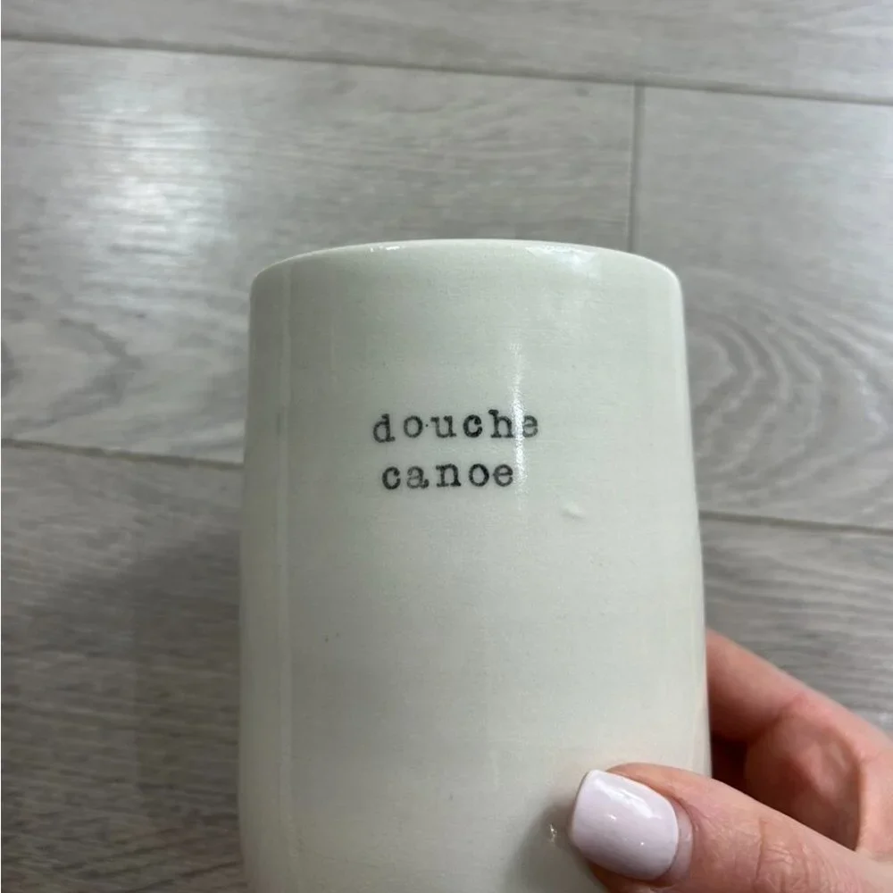 White Ceramic Swear Word Mug Vase “Douche Canoe”
